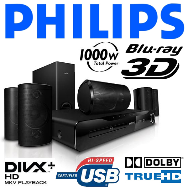 Heimkinosystem Mit Dvd Player Und Radio PHILIPS HTS3560 3D Blu-Ray/DVD-Player 5.1 Heimkinosystem 1000 Watt USB